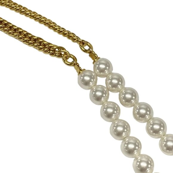 Auth CHANEL Gold White Navy Hardware Costume Pearl Belt - Picture 5 of 6